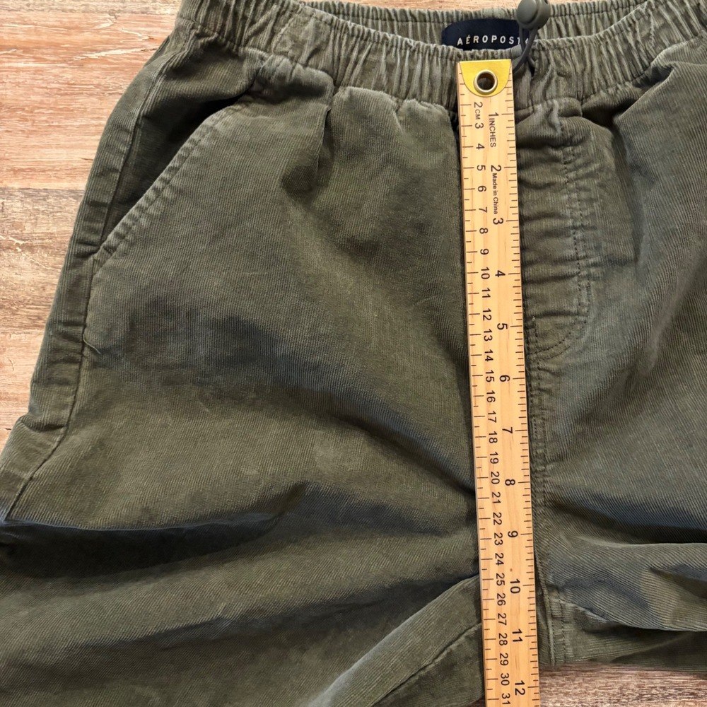 Aeropostale Olive Green Corduroy Parachute Pants Joggers XS Y2K Cozy Streetwear - Picture 12 of 13